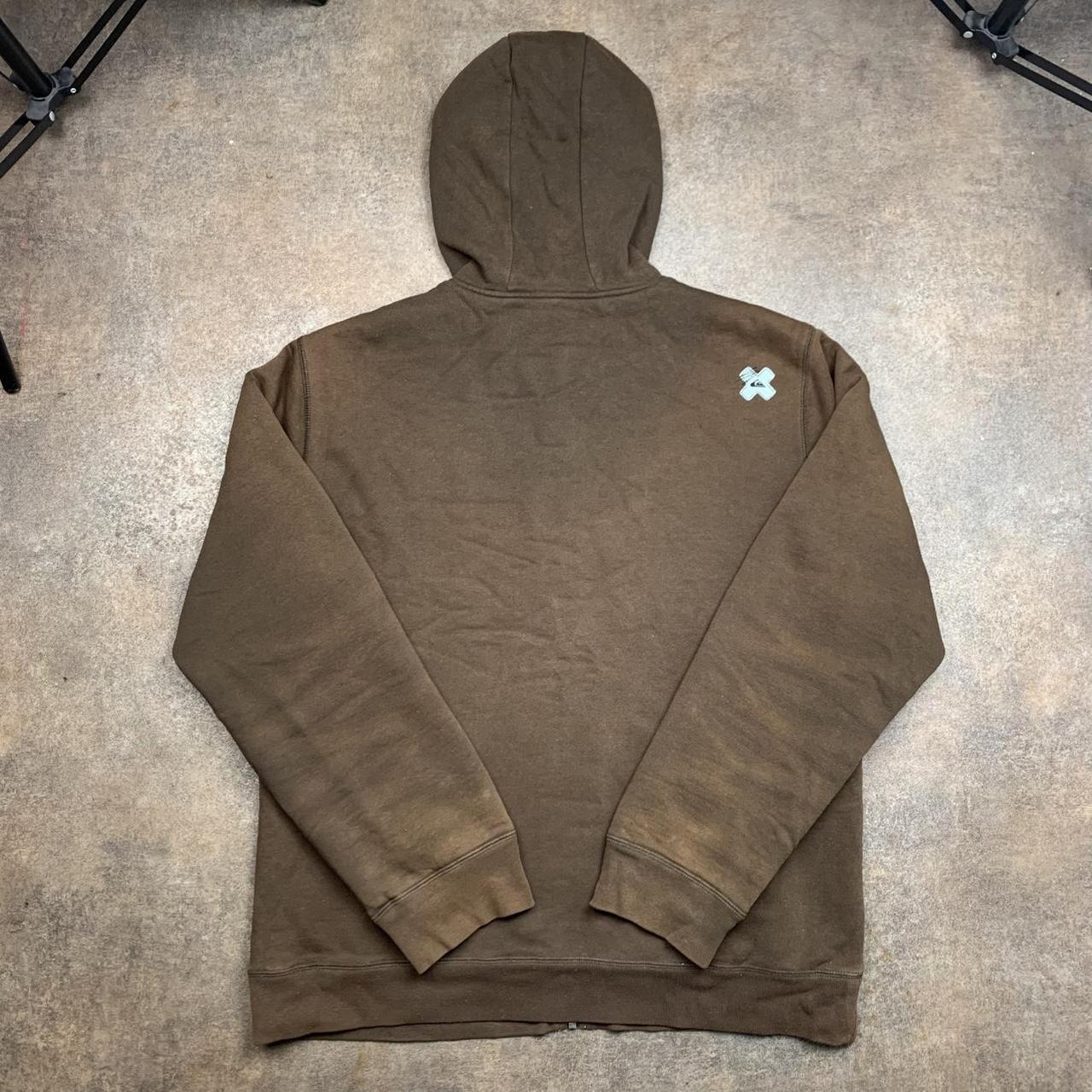 Quiksilver 00s brown fur lined boxy graphic hoodie