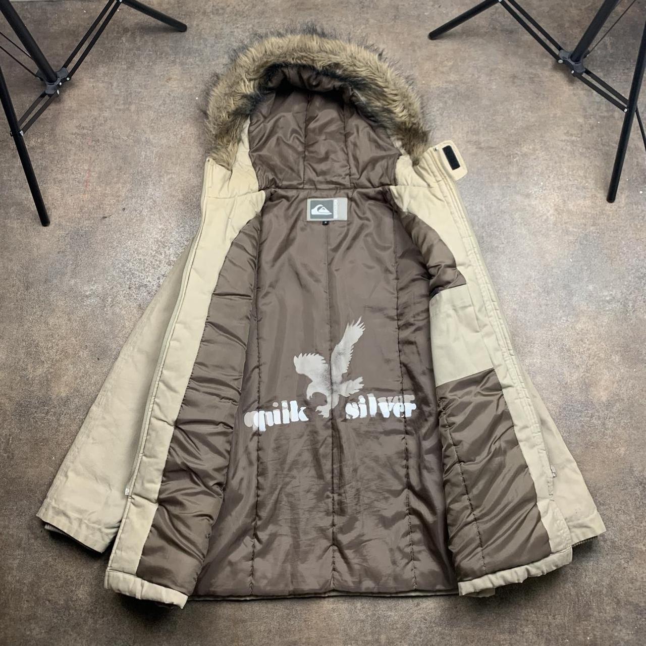 Quiksilver 90s cream beige fur hood parka