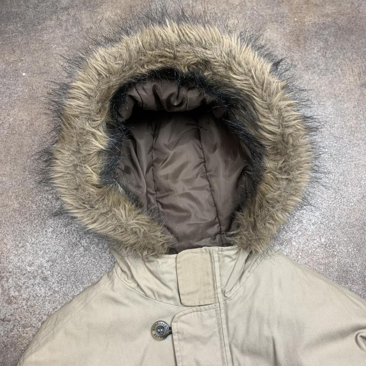 Quiksilver 90s cream beige fur hood parka