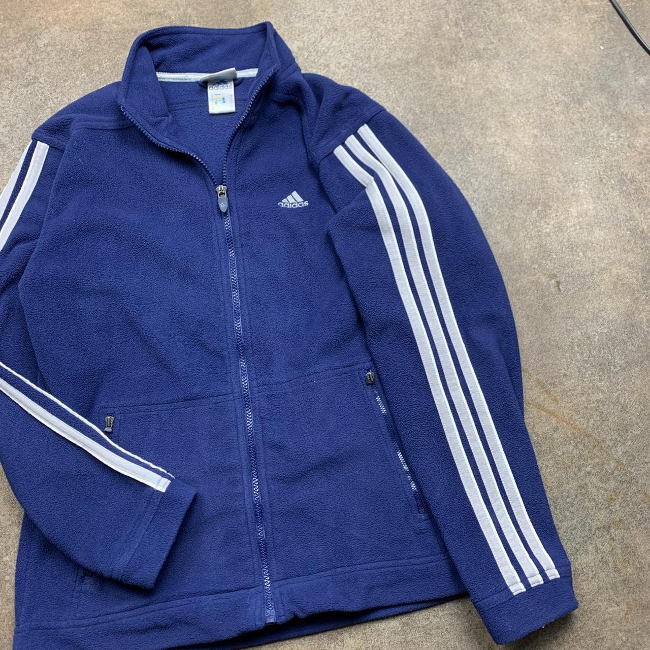 Adidas 00s graphic navy white fleece sweater