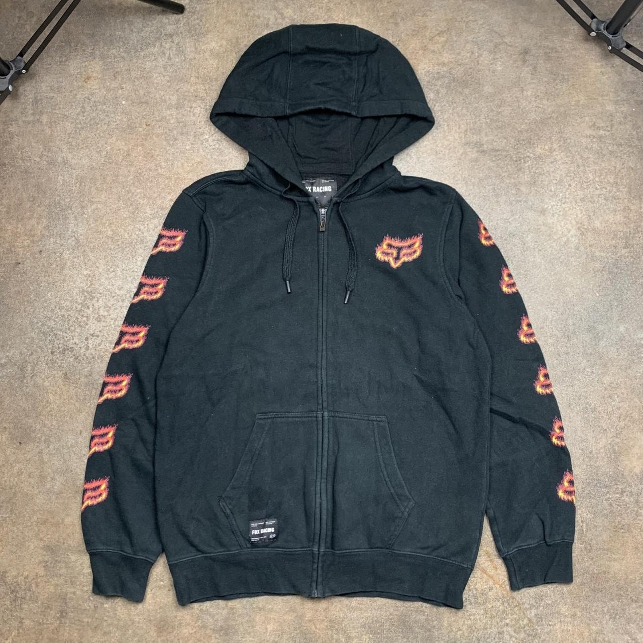 Fox Racing black flame graphic zip hoodie