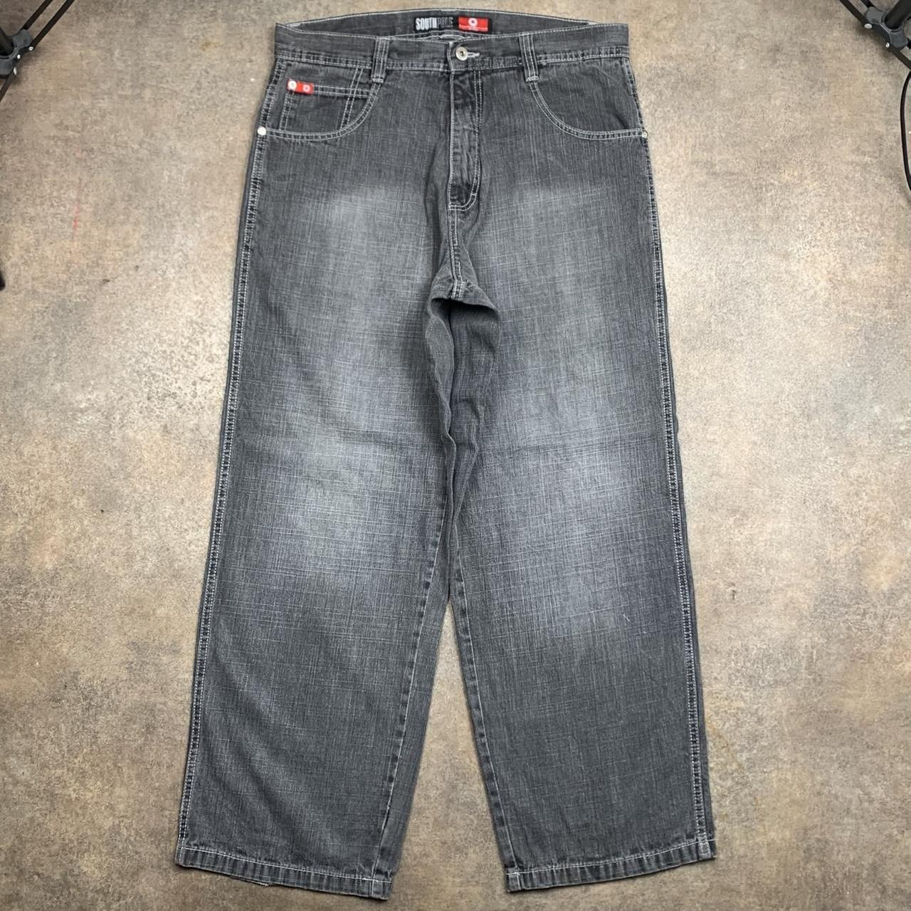 Southpole 00s red tab baggy black grey faded denim jeans