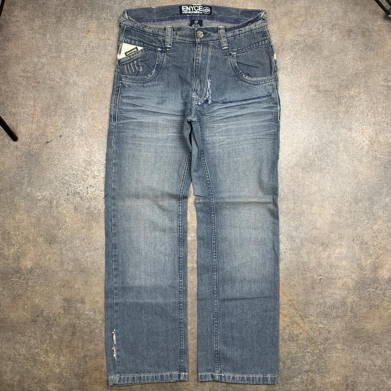 Enyce 00s studded graphic blue baggy denim jeans