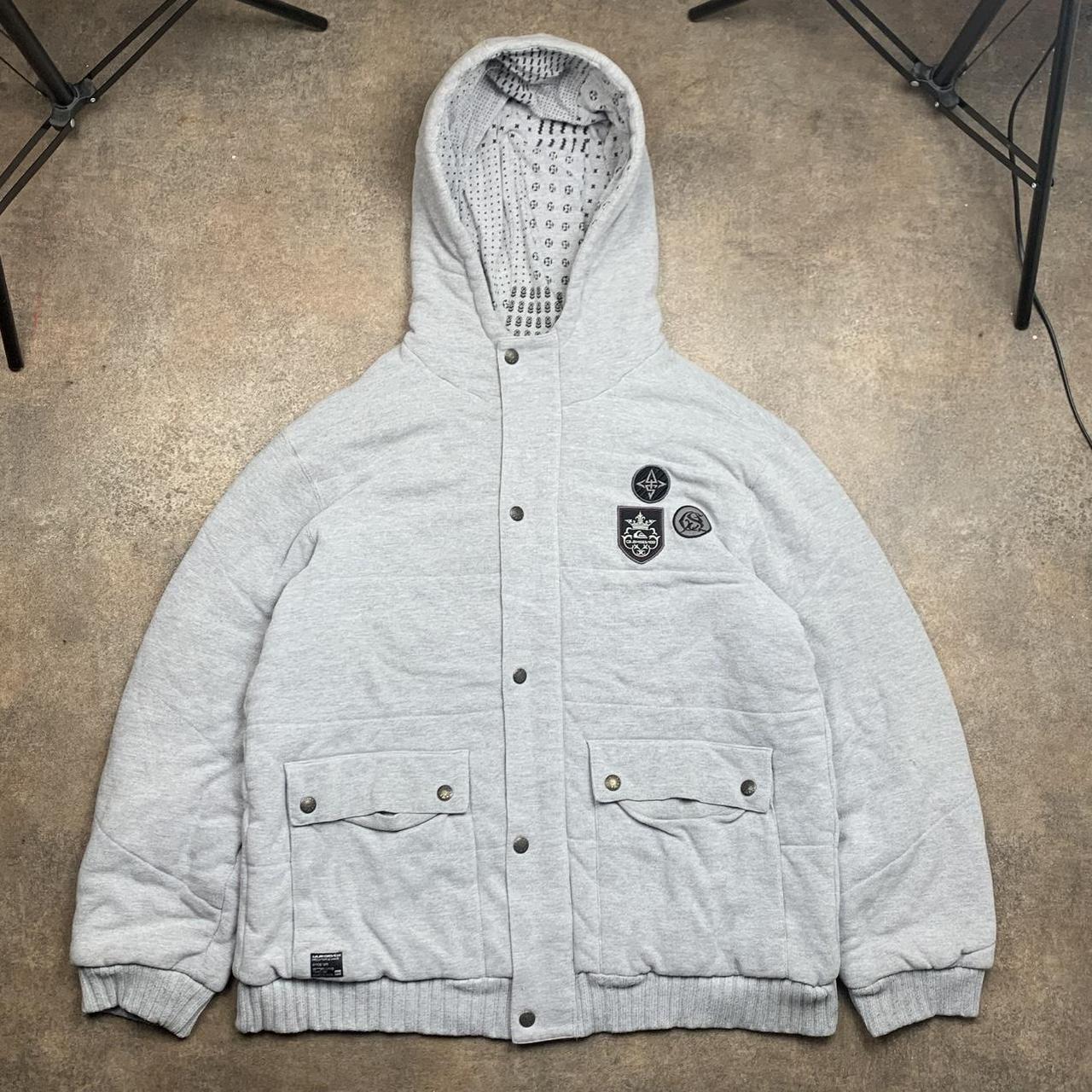 Quiksilver 00s light grey boxy zip hoodie