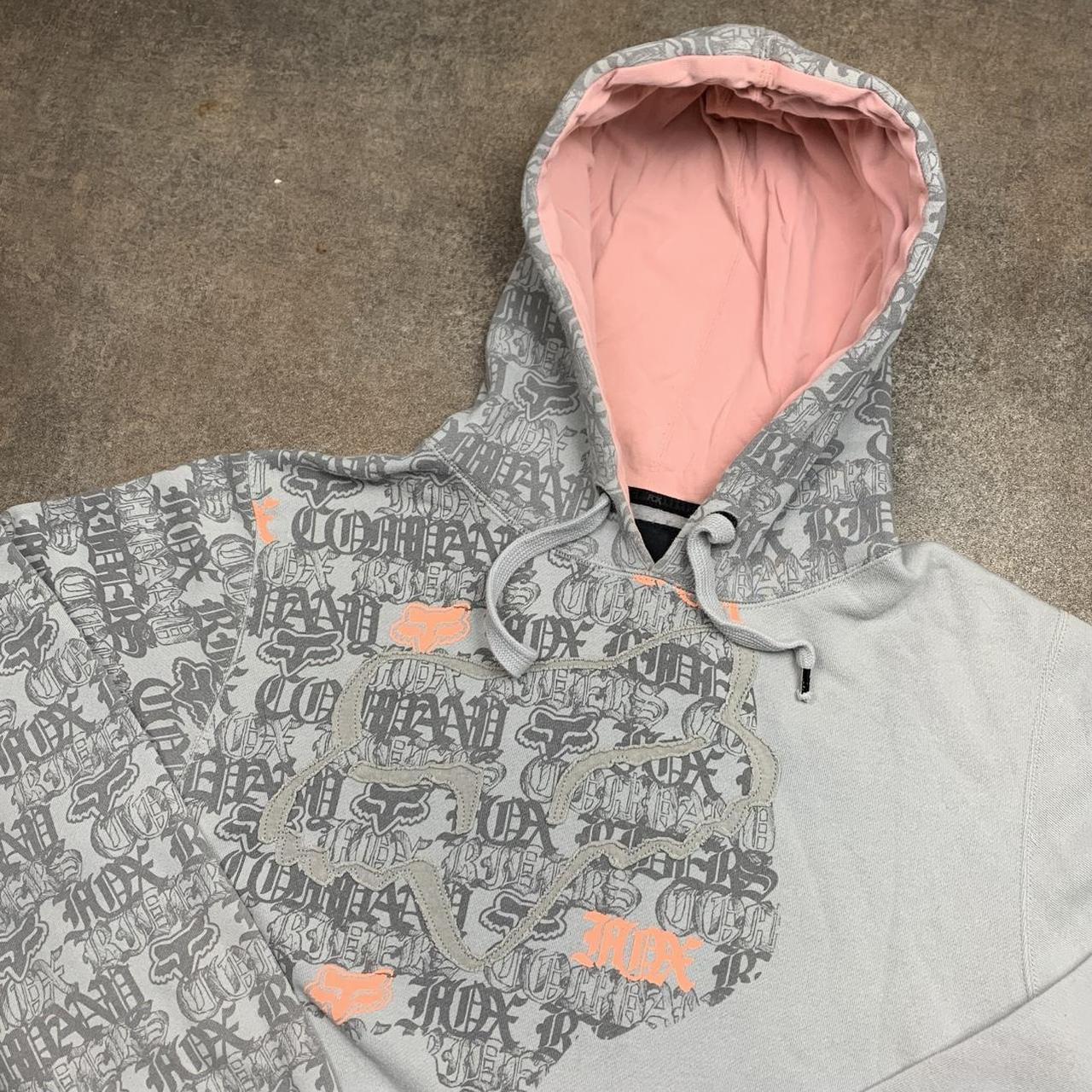 Fox Racing 00s grey baggy graphic hoodie
