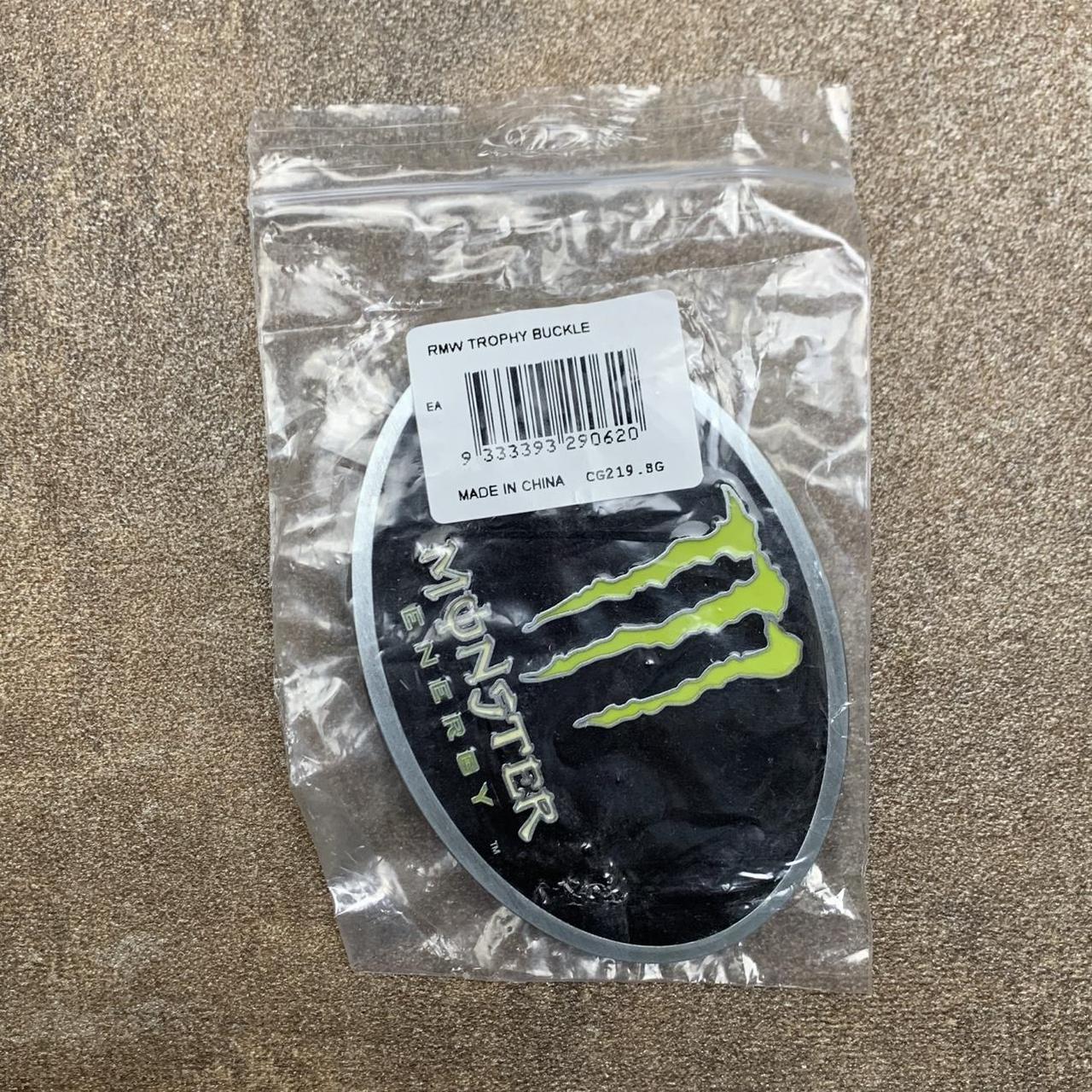 Monster Energy black green silver belt buckle