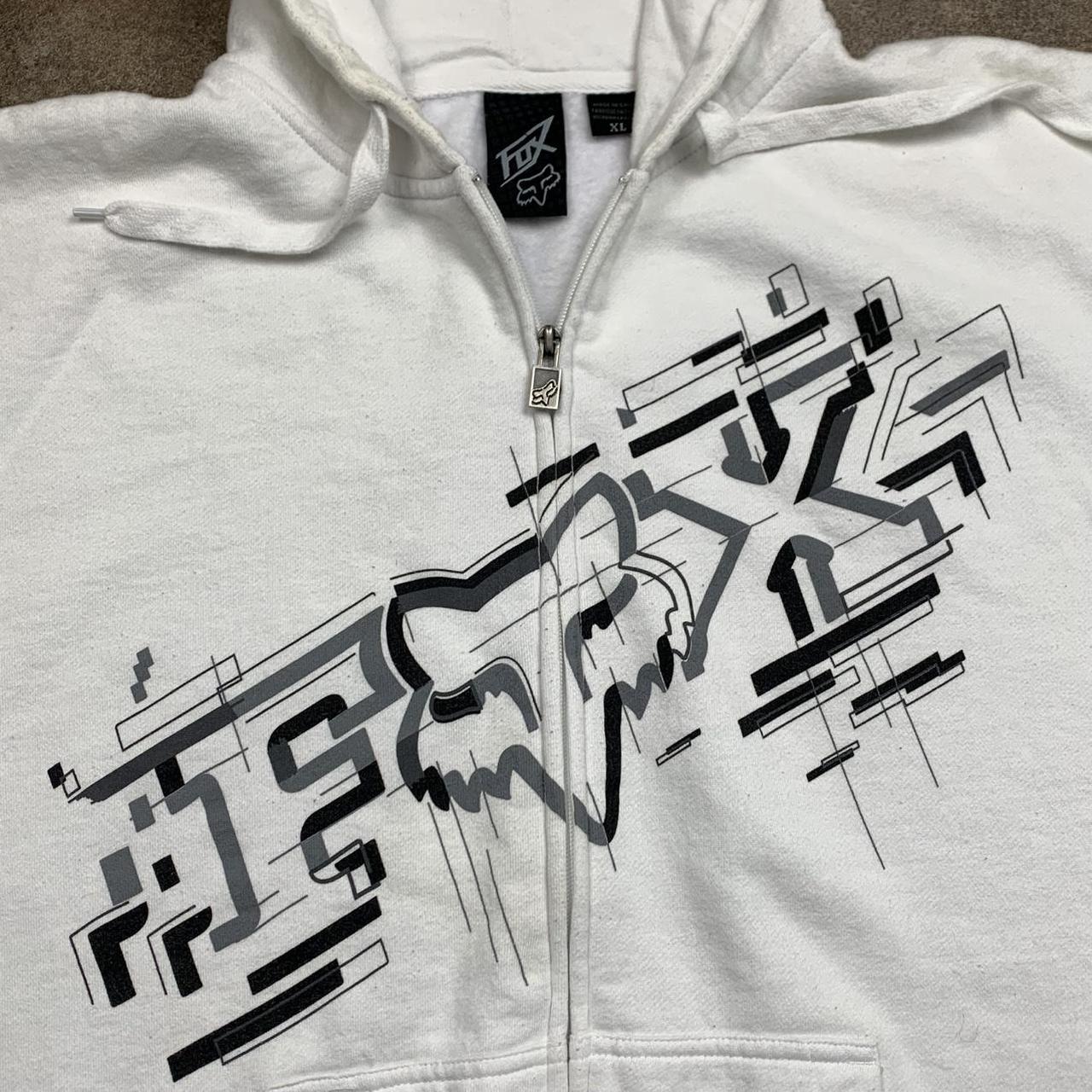 Fox Racing 00s graphic white black grunge zip hoodie