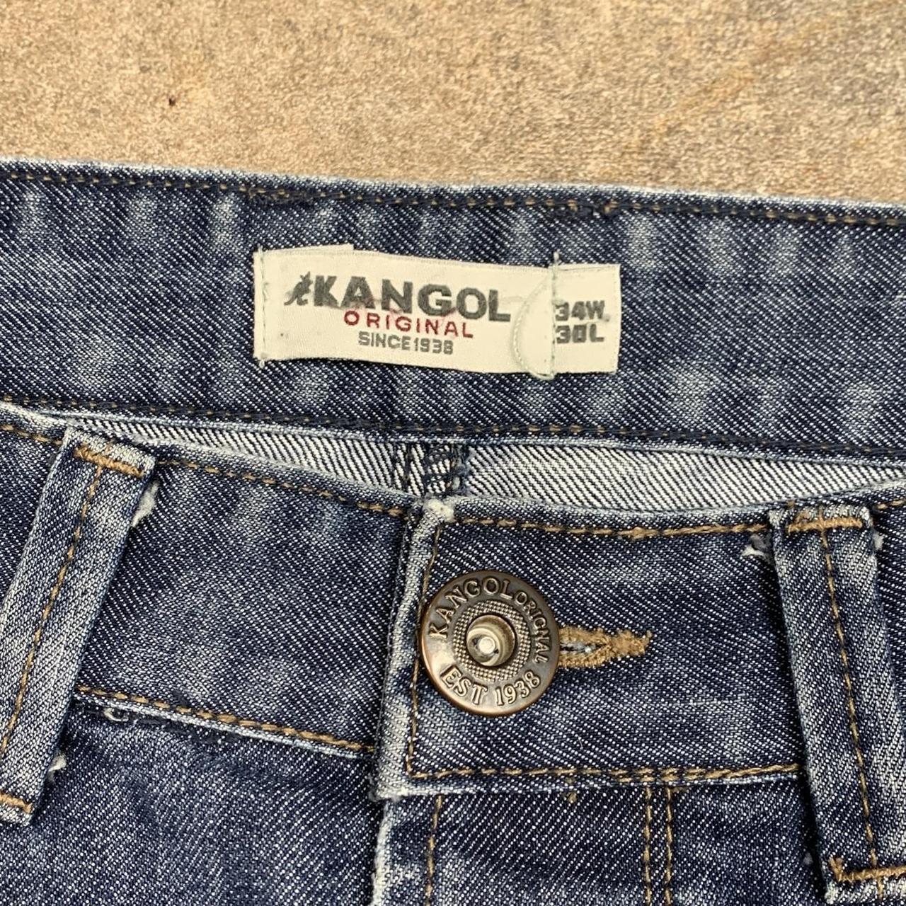 Kangol 00s denim baggy navy blue double knee jeans