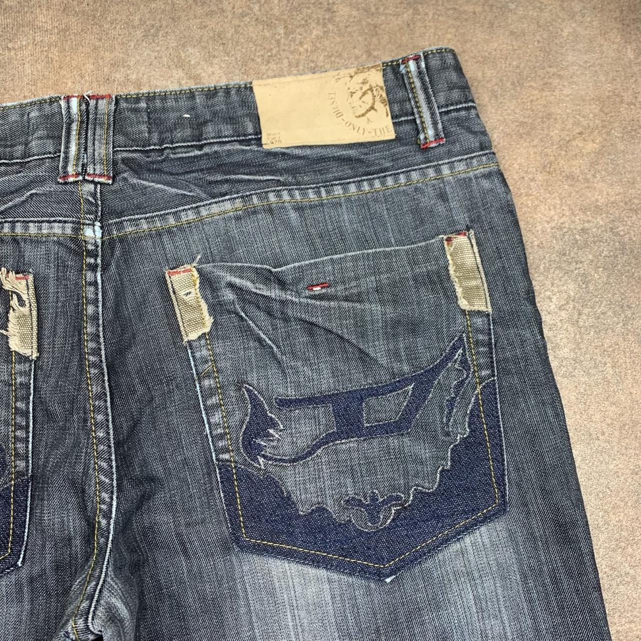 Diesel 00s baggy grey navy graphic denim jeans