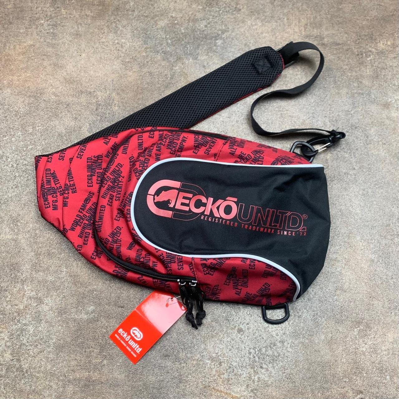 Ecko Unltd. black red graphic sling bag