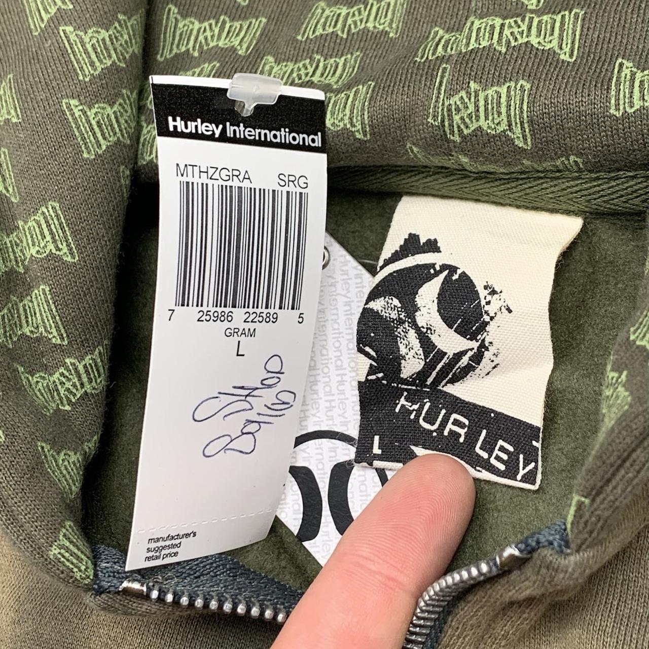 Hurley 00s khaki graphic boxy zip hoodie