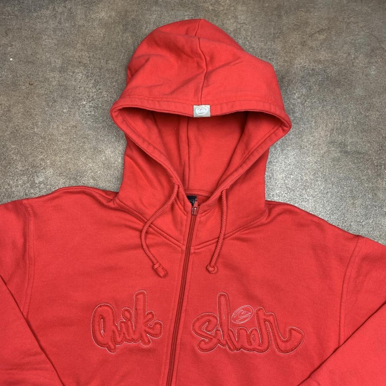Quiksilver 90s red graphic boxy zip hoodie