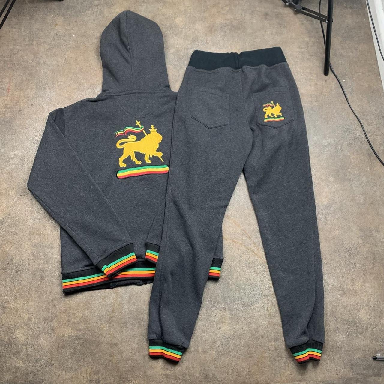 Raw Blue 00s grey rasta graphic tracksuit