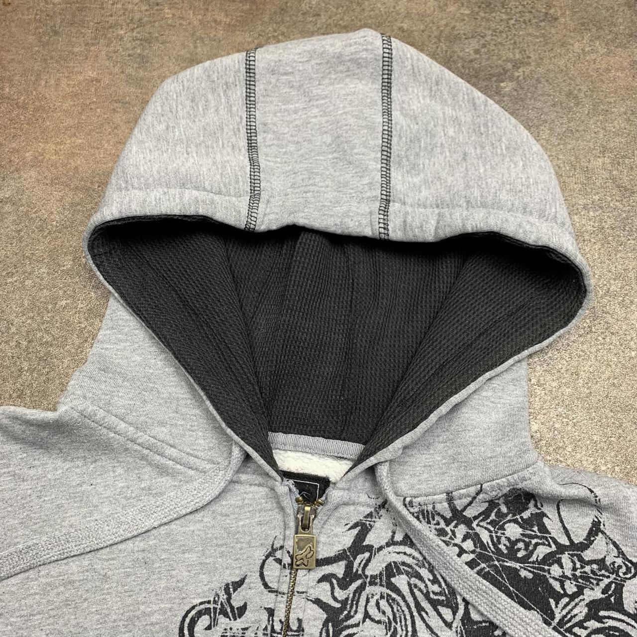 Fox Racing 00s grey grunge graphic zip hoodie