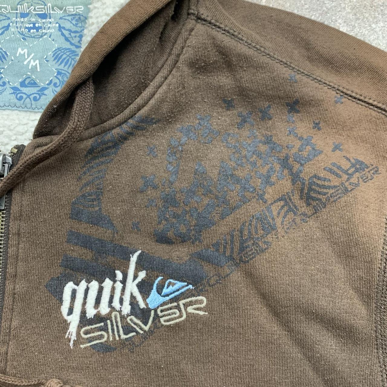 Quiksilver 00s brown fur lined boxy graphic hoodie