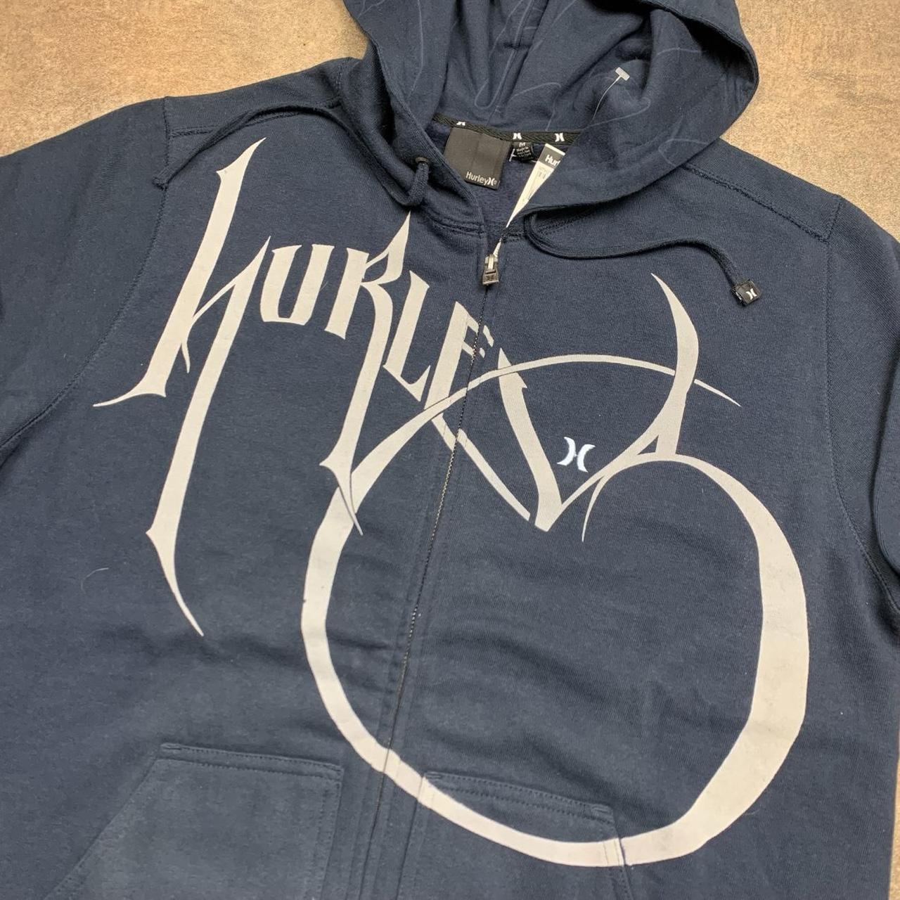 Hurley 00s navy graphic grunge boxy zip hoodie