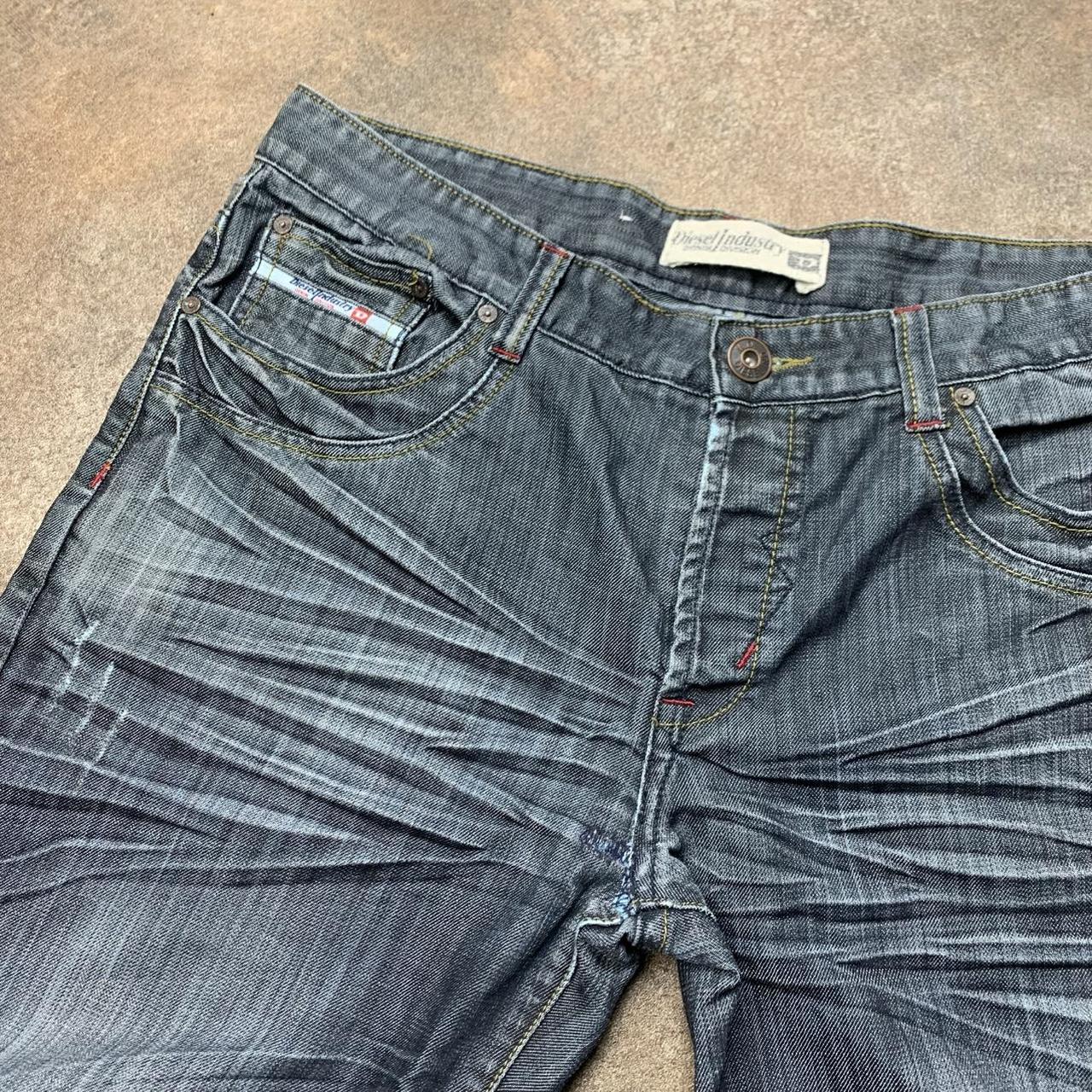 Diesel 00s baggy grey navy graphic denim jeans