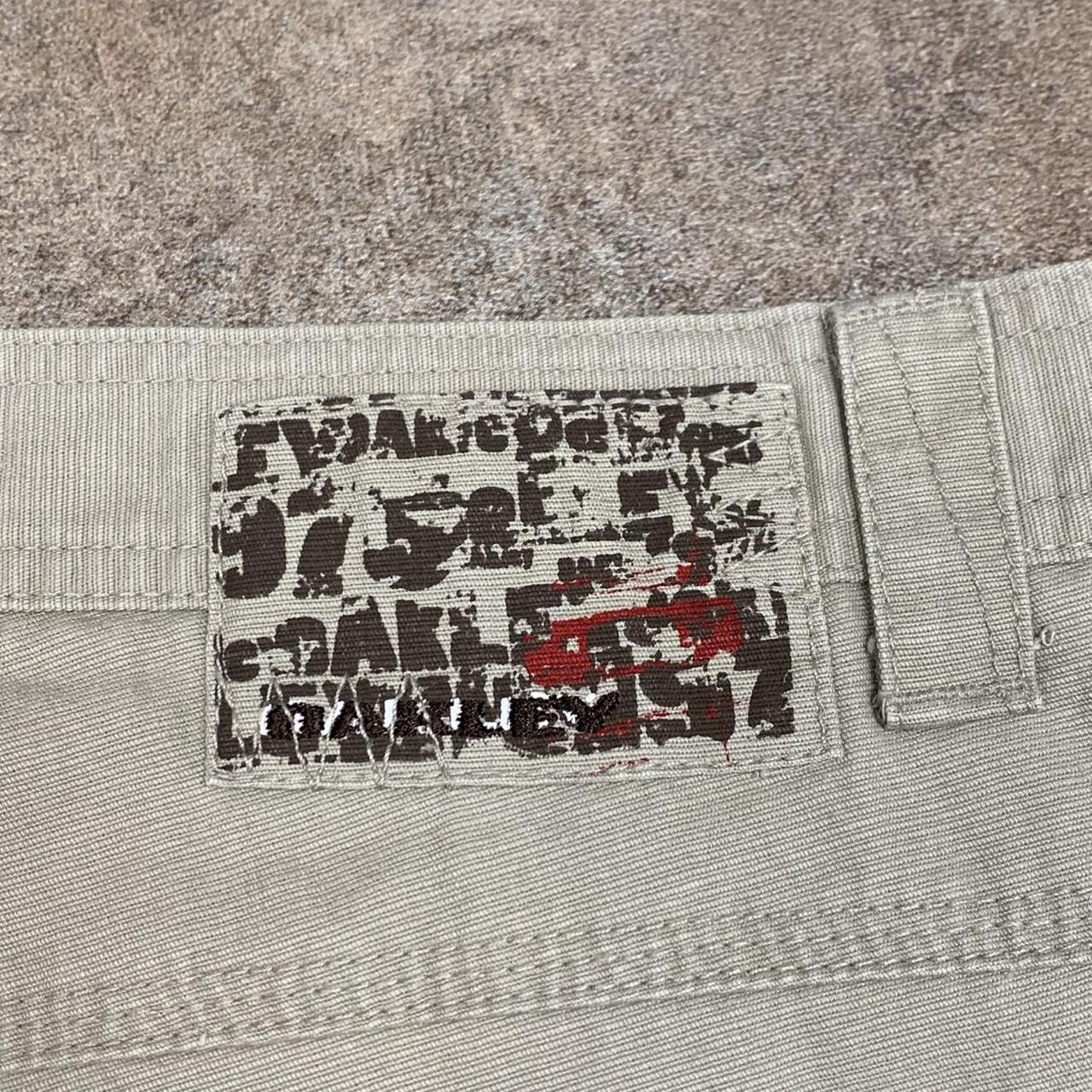 Oakley 00s cream beige baggy logo jeans