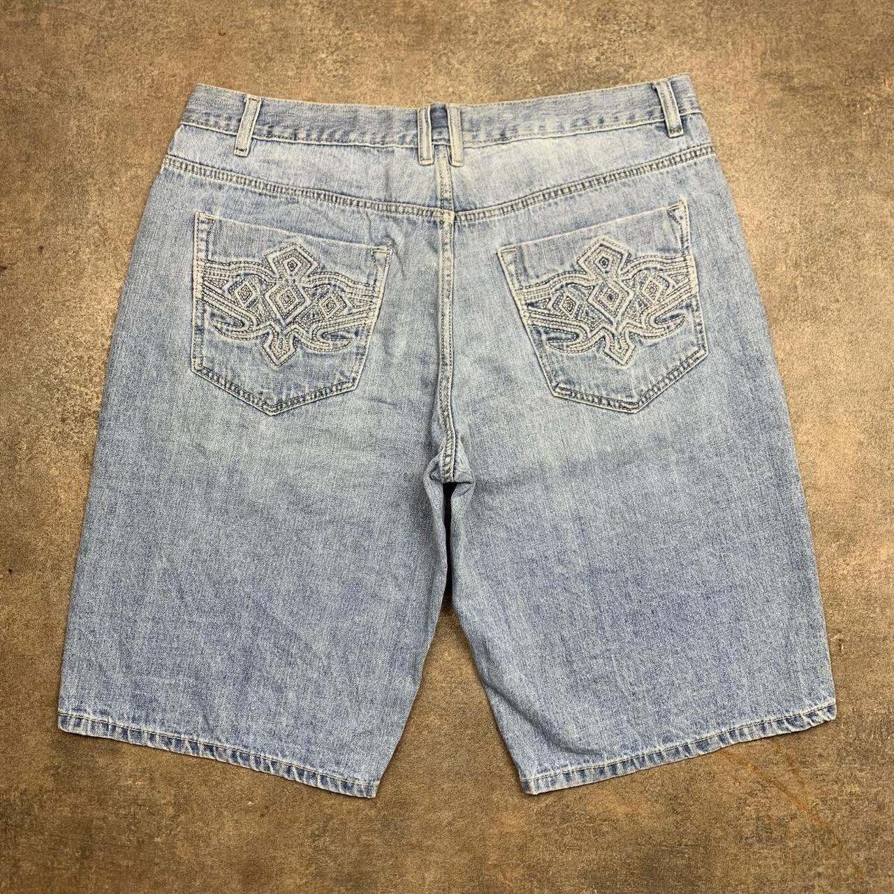 Avirex 00s baggy blue graphic jorts