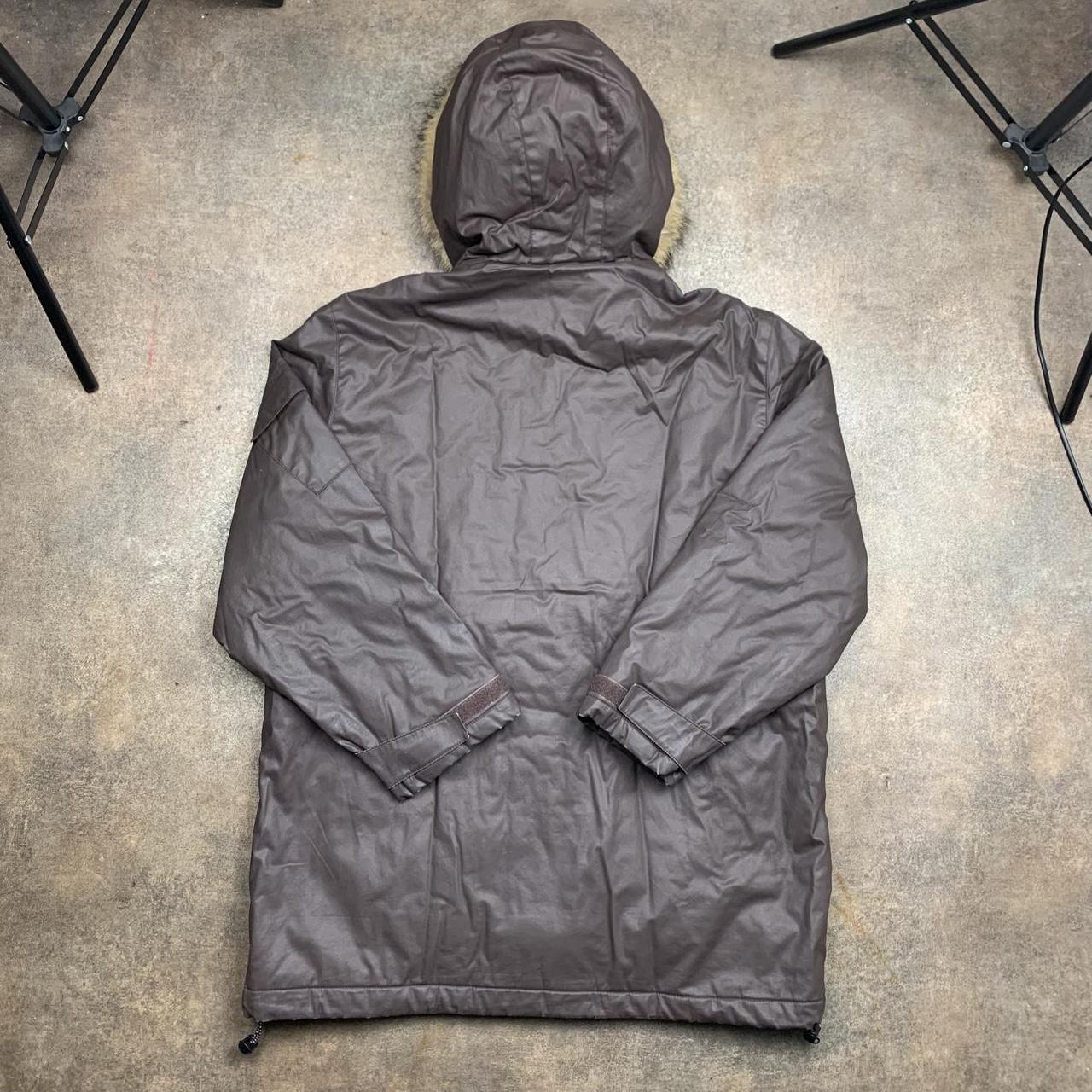 Ships 00s brown fur hood parka coat