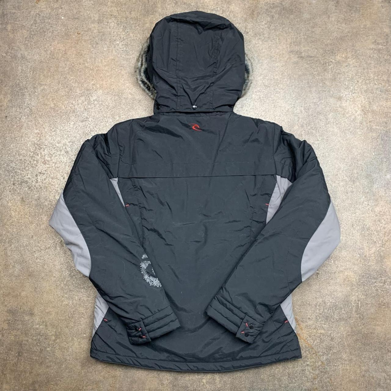 Rip Curl 00s black grey fur hood ski jacket
