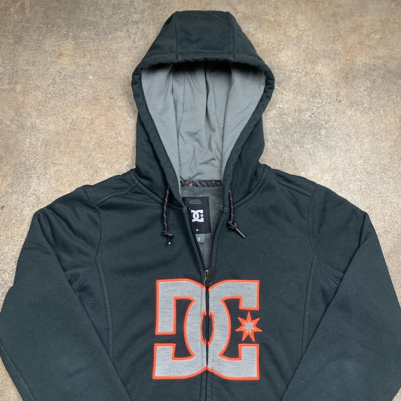DC Shoes grunge black zip fleece lined hoodie