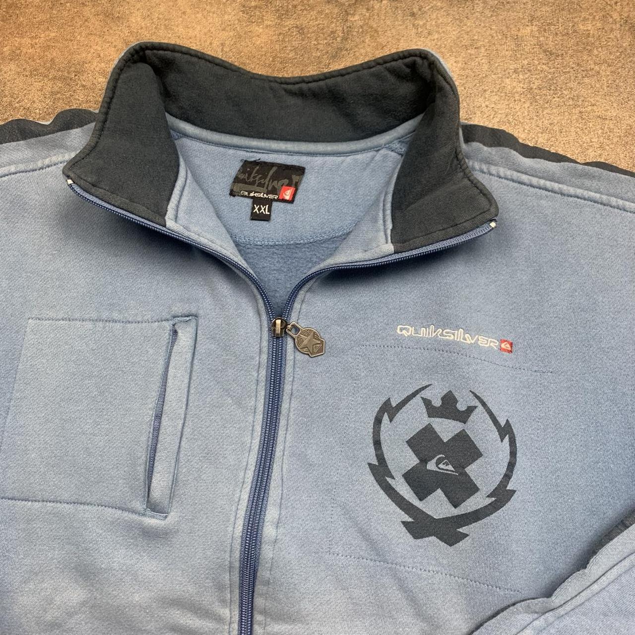 Quiksilver 00s blue black grunge graphic zip jumper