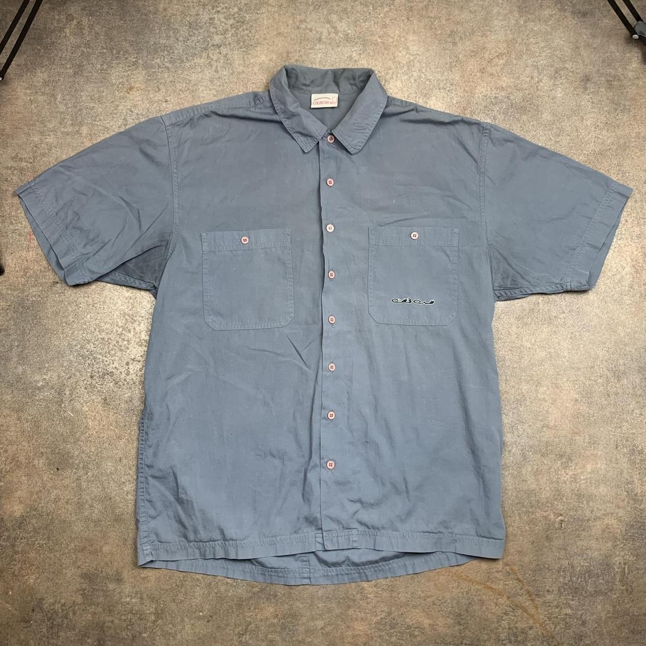 Oxbow 00s blue-grey collar button shirt