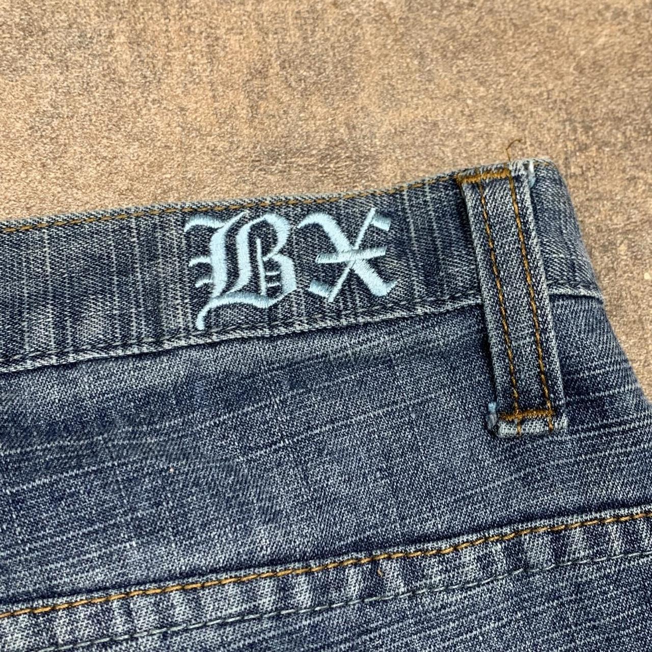Brooklyn Xpress 90s graphic navy blue denim jorts