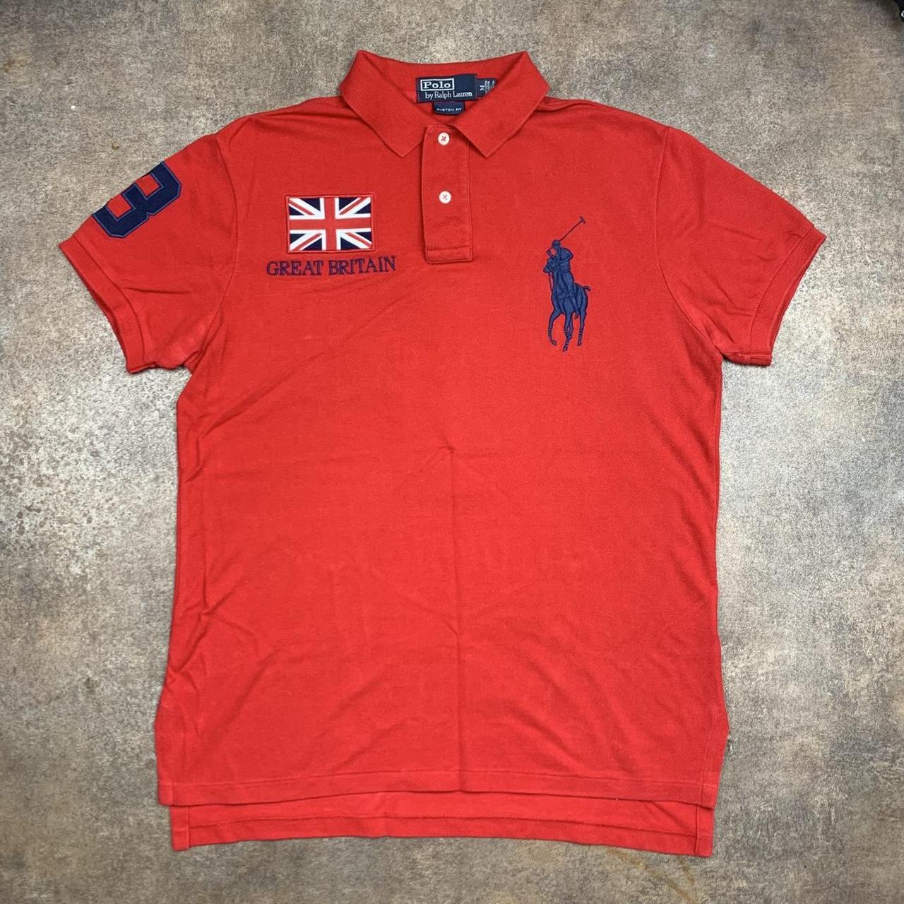 Polo Ralph Lauren 00s Great Britain red graphic polo shirt