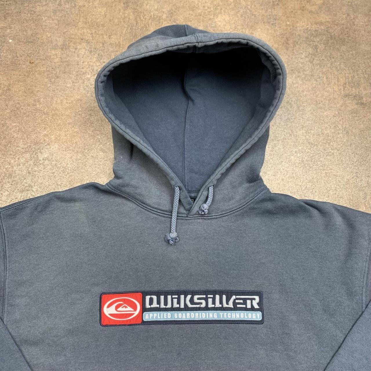 Quiksilver 90s graphic navy faded baggy hoodie