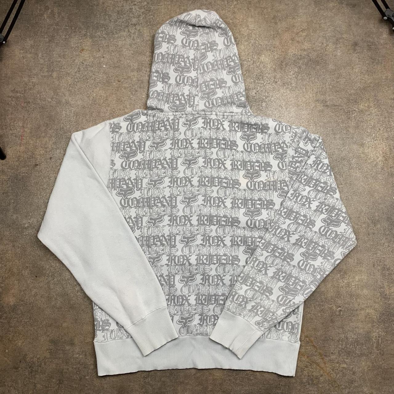 Fox Racing 00s grey baggy graphic hoodie