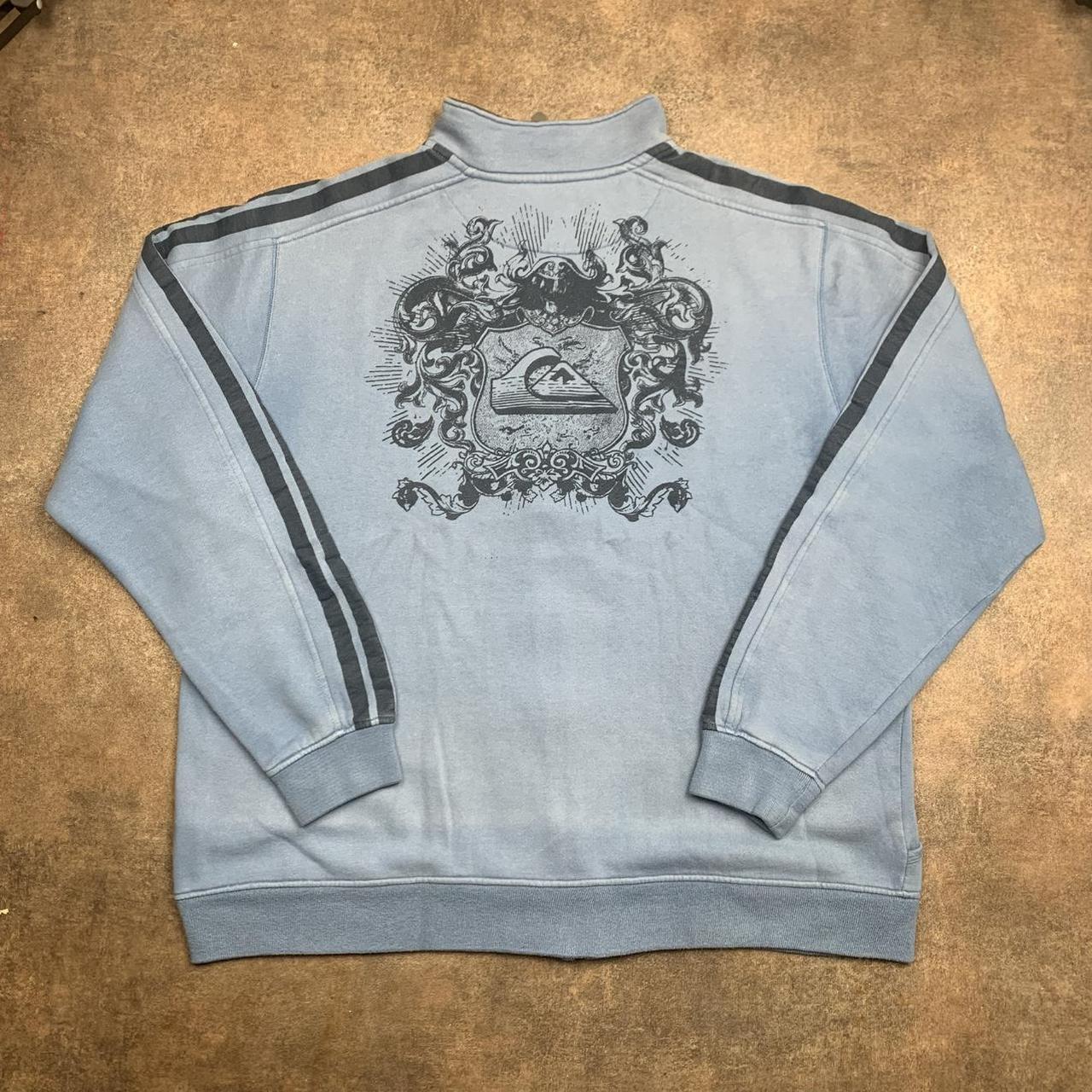 Quiksilver 00s blue black grunge graphic zip jumper