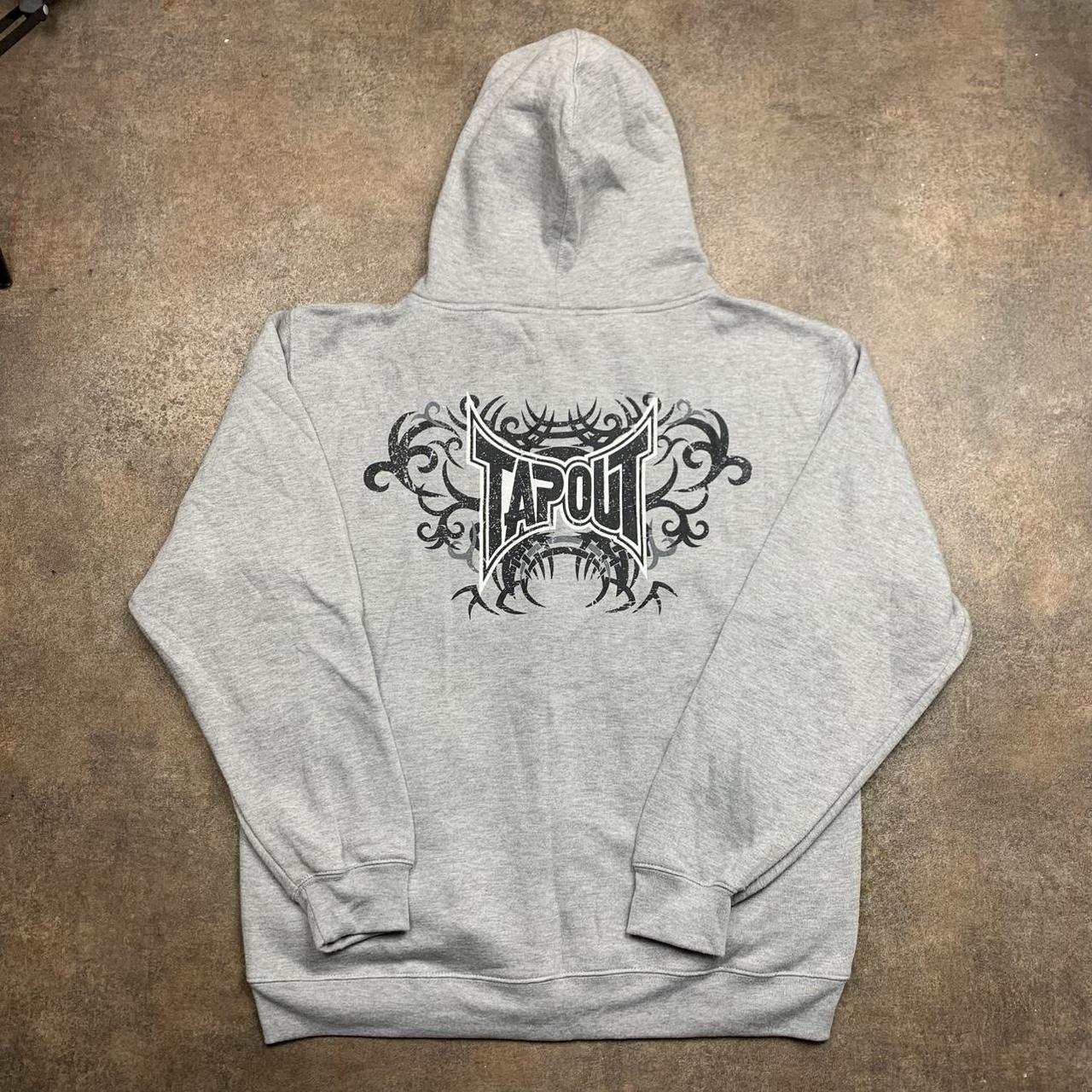 Tapout 00s graphic grey boxy grunge zip hoodie