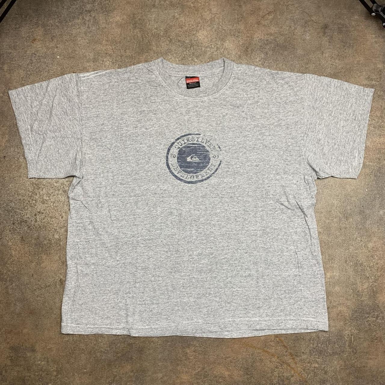 Quiksilver 90s grey blue graphic boxy tee