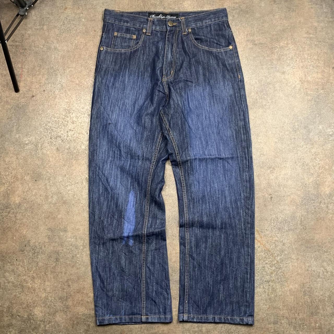 Brooklyn Xpress 00s graphic baggy navy denim jeans