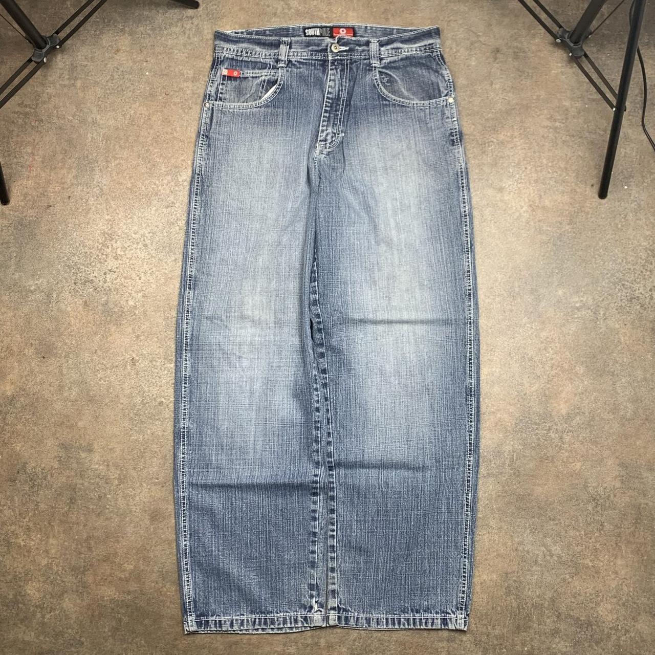 Southpole 00s red tab light blue faded baggy denim jeans