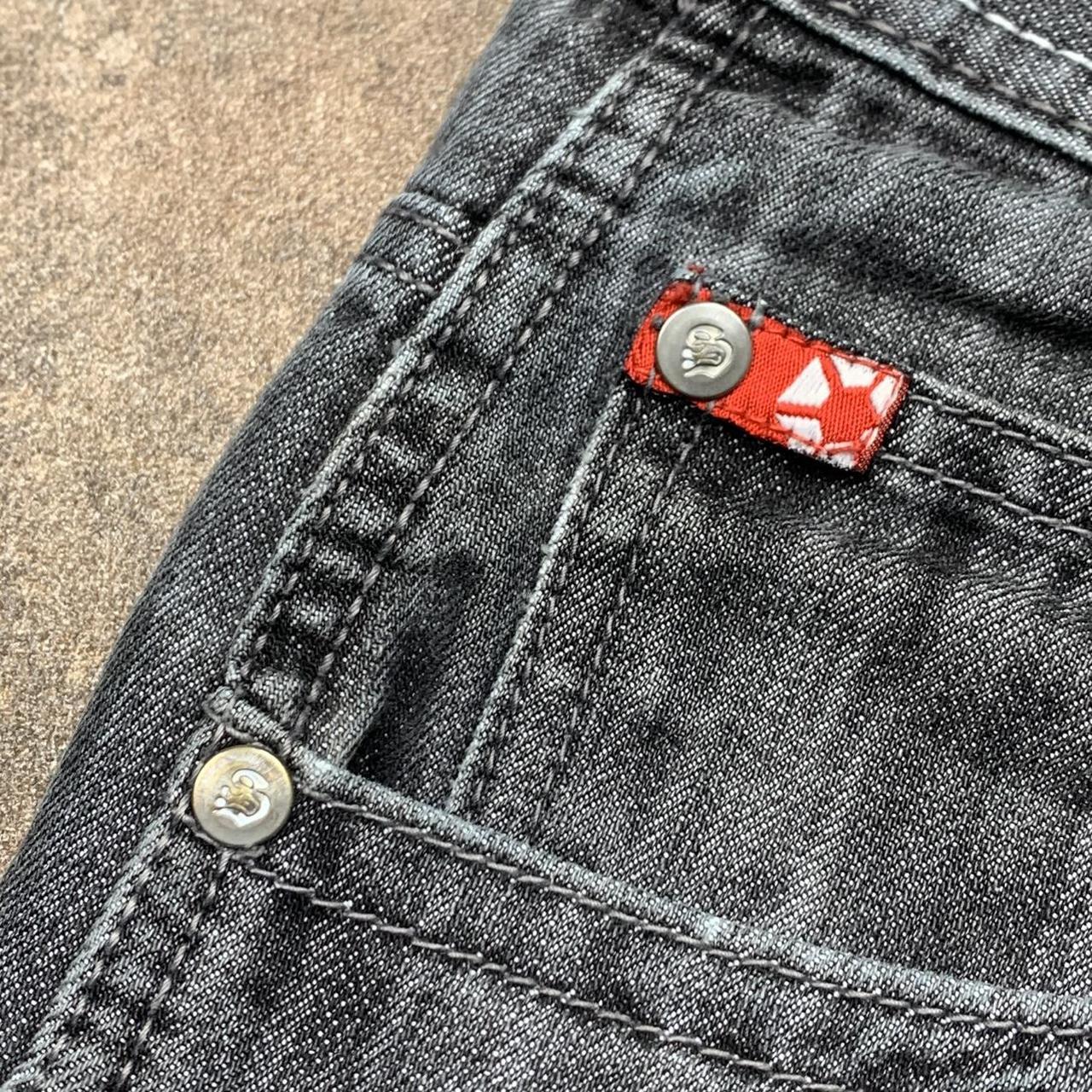 Southpole 00s red tab baggy black grey jorts