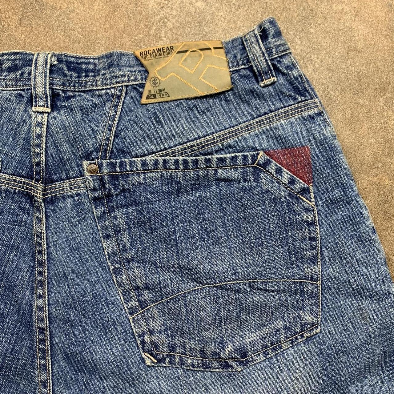 Rocawear 00s baggy double knee blue denim jeans