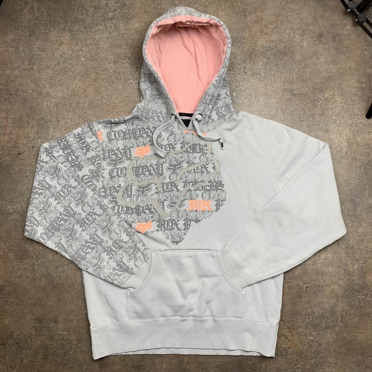 Fox Racing 00s grey baggy graphic hoodie