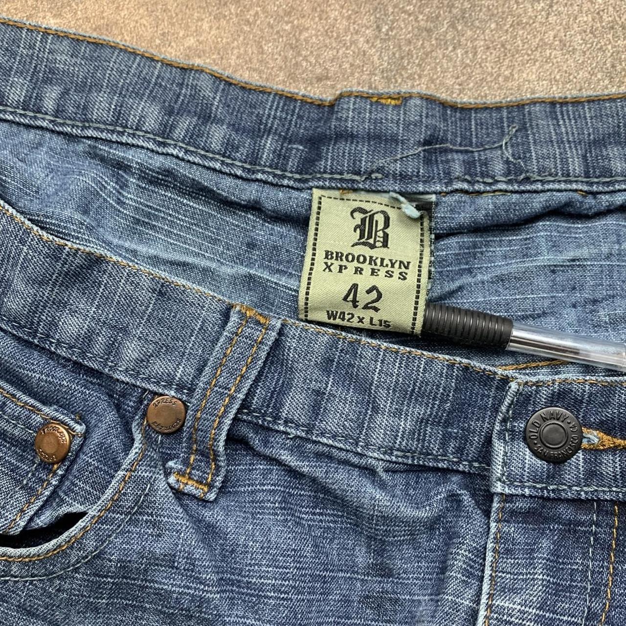 Brooklyn Xpress 90s graphic navy blue denim jorts