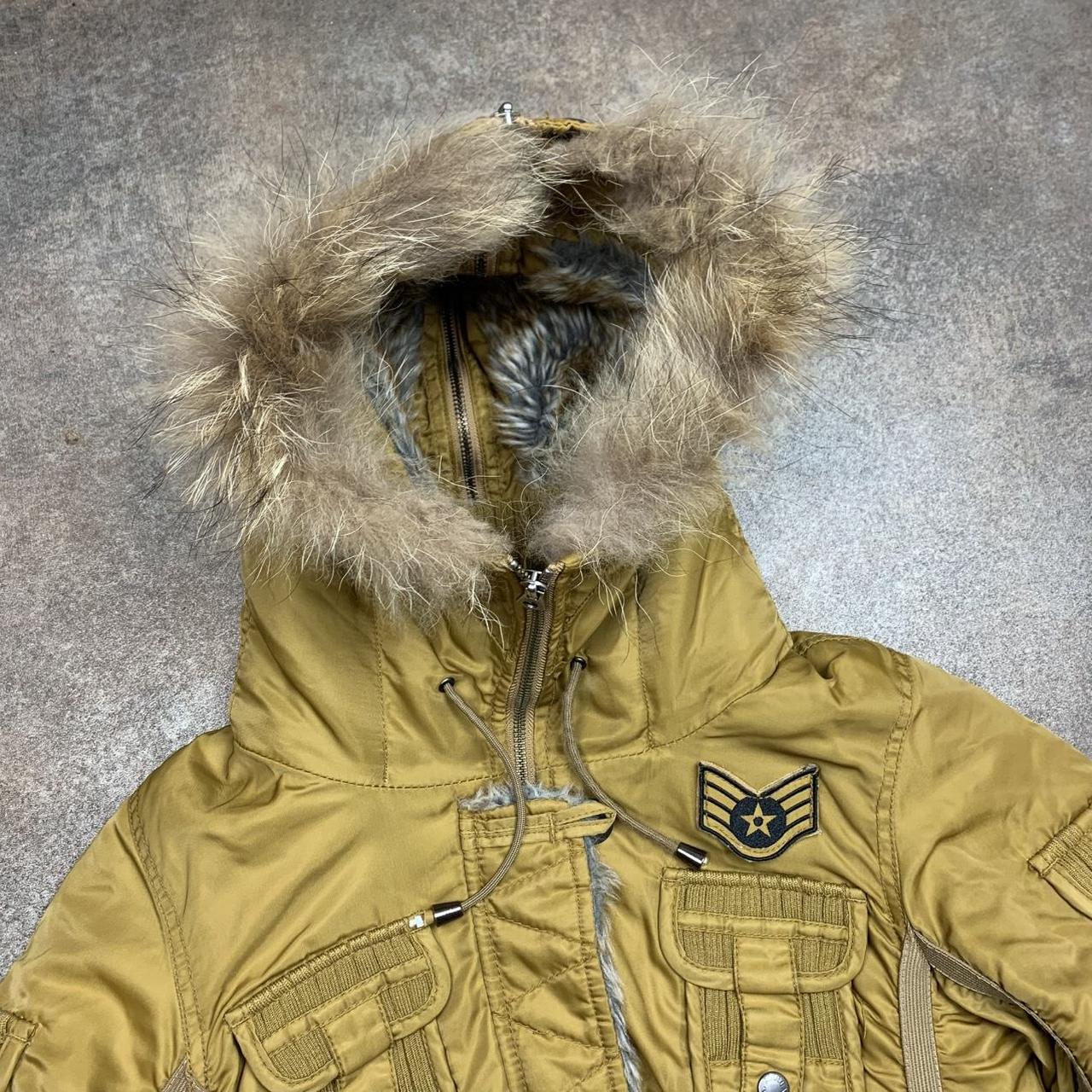 Avirex 00s utilised split hood mustard zip long coat