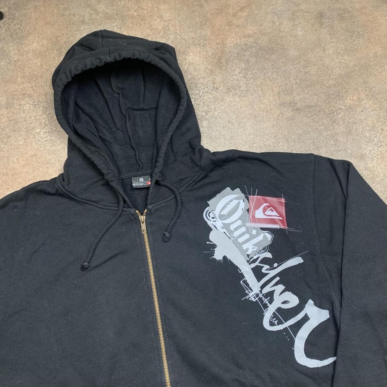 Quiksilver 00s black graphic zip hoodie