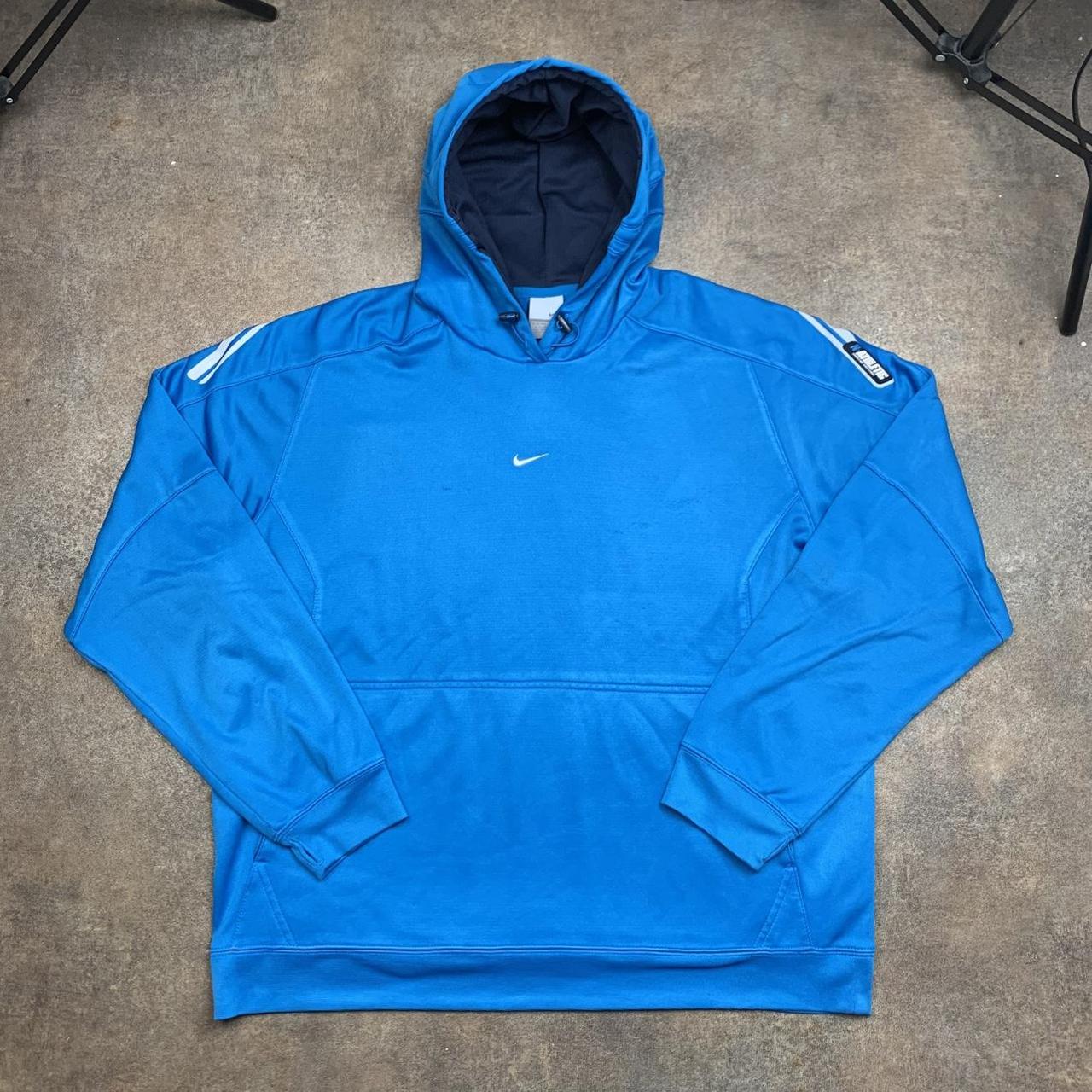 Nike 00s athletic blue graphic boxy hoodie