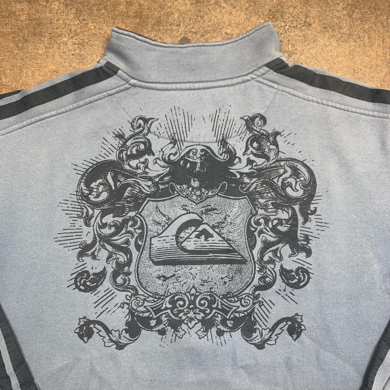 Quiksilver 00s blue black grunge graphic zip jumper