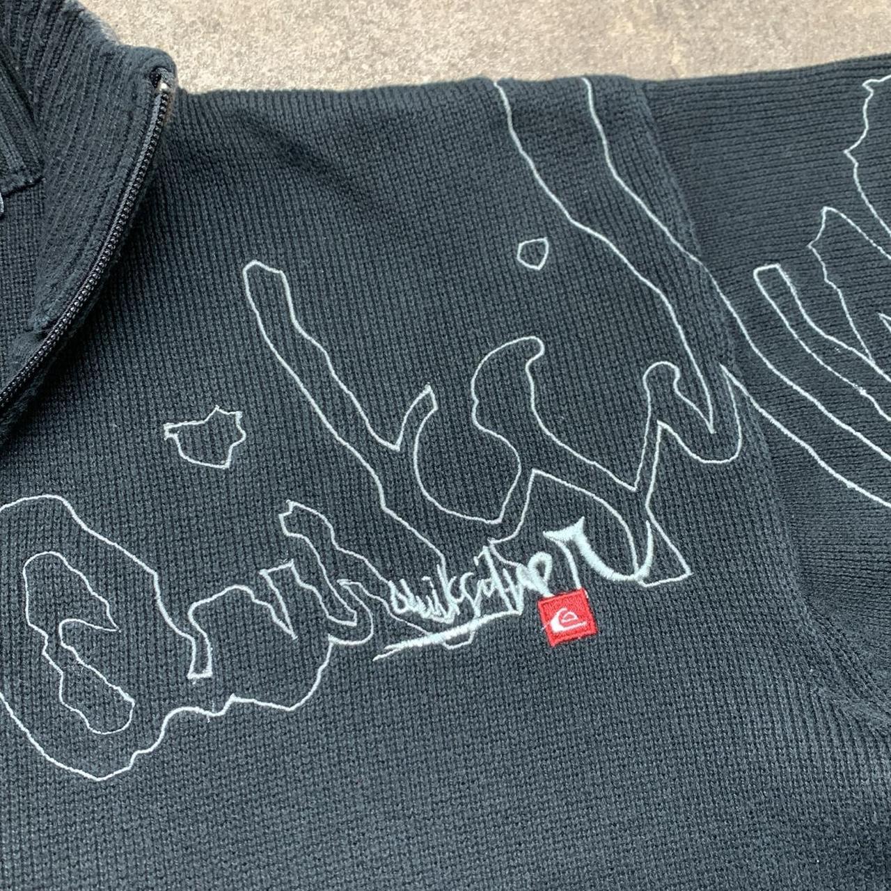 Quiksilver 00s black graphic zip knit jumper