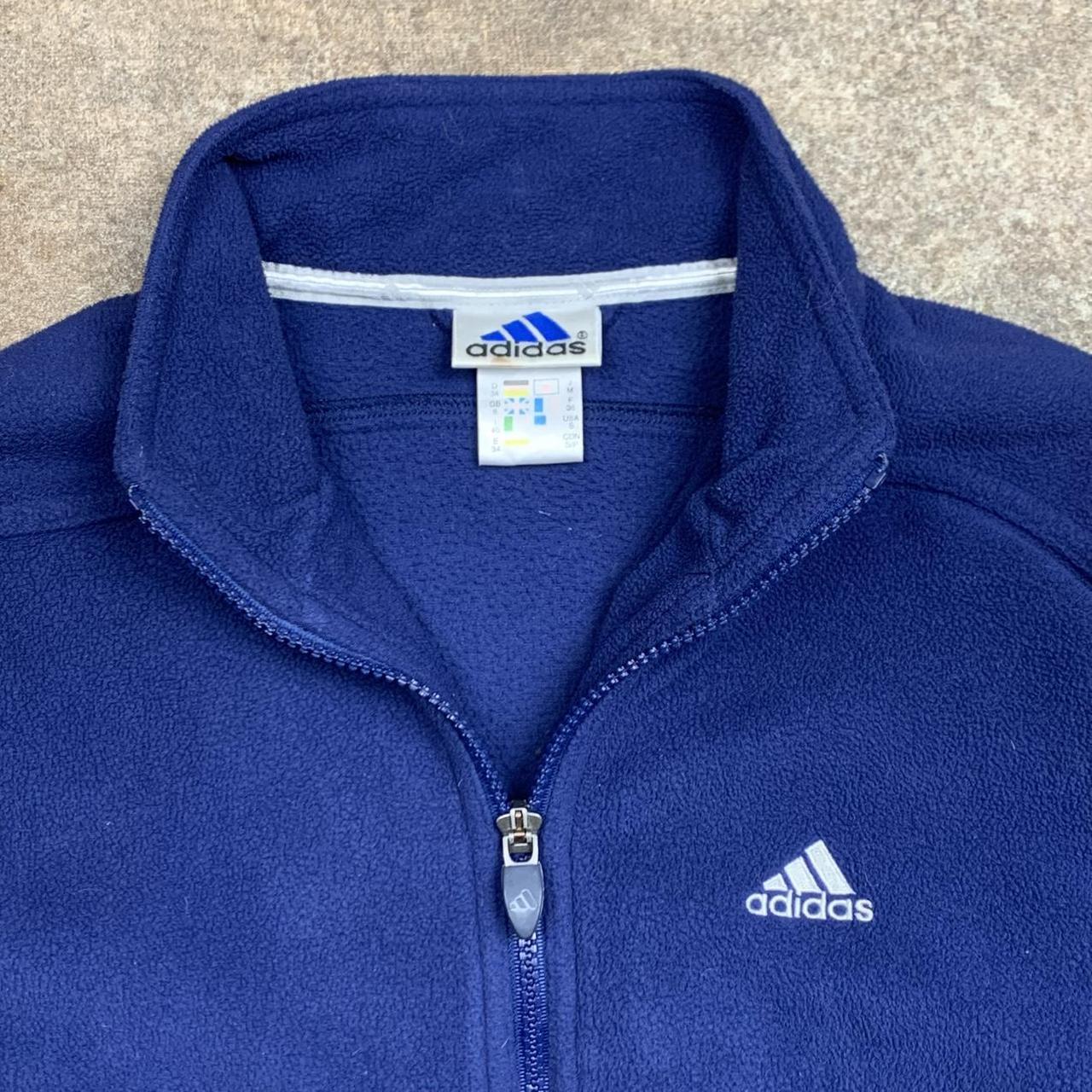 Adidas 00s graphic navy white fleece sweater