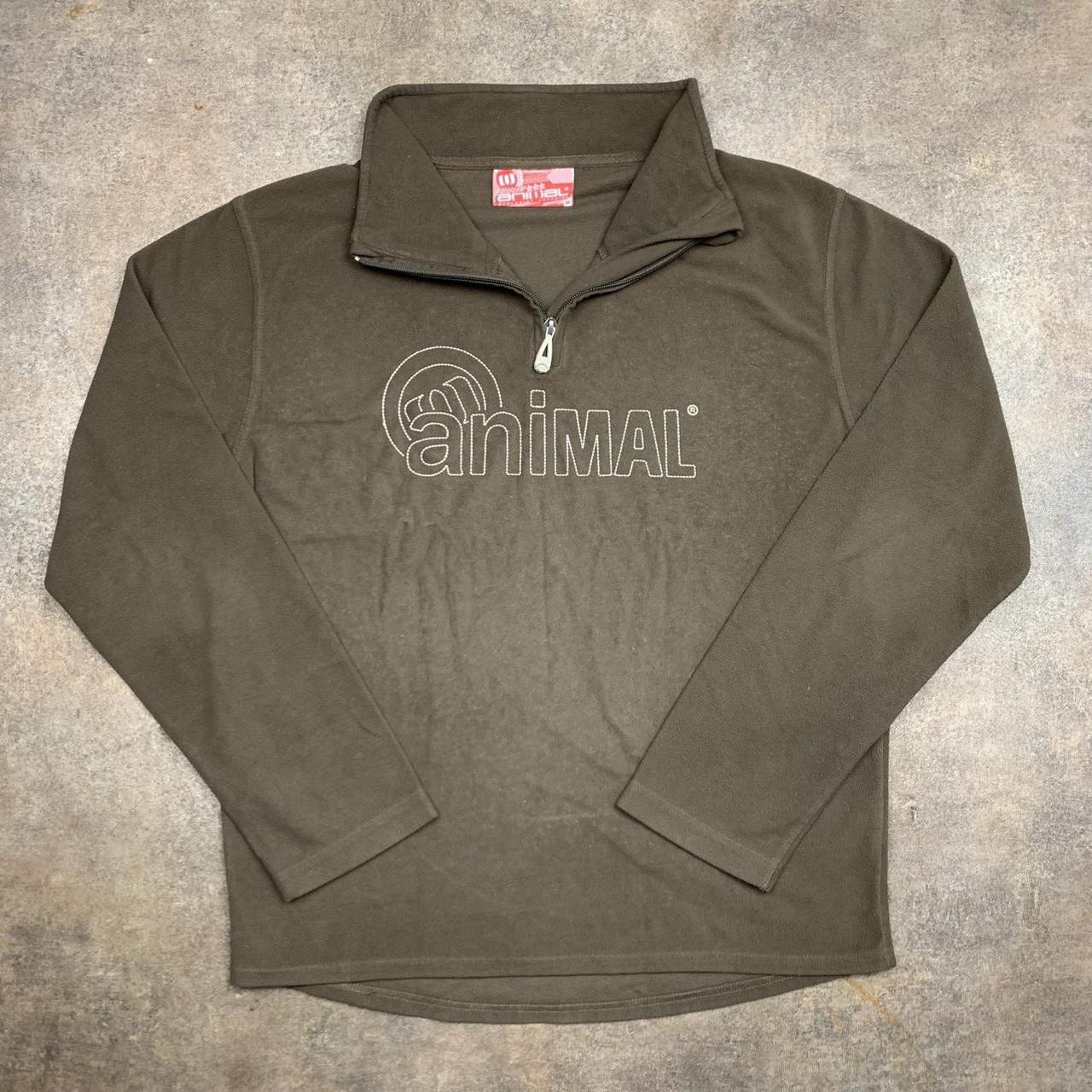 Animal 00s graphic brown quarter zip fleece