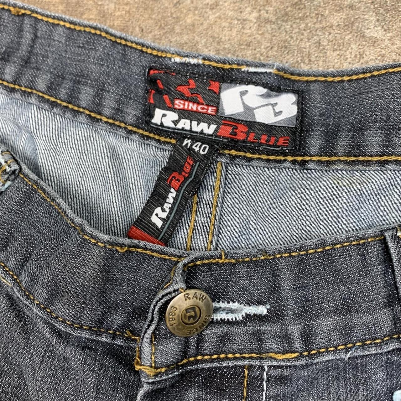Raw Blue 00s graphic baggy navy denim jorts