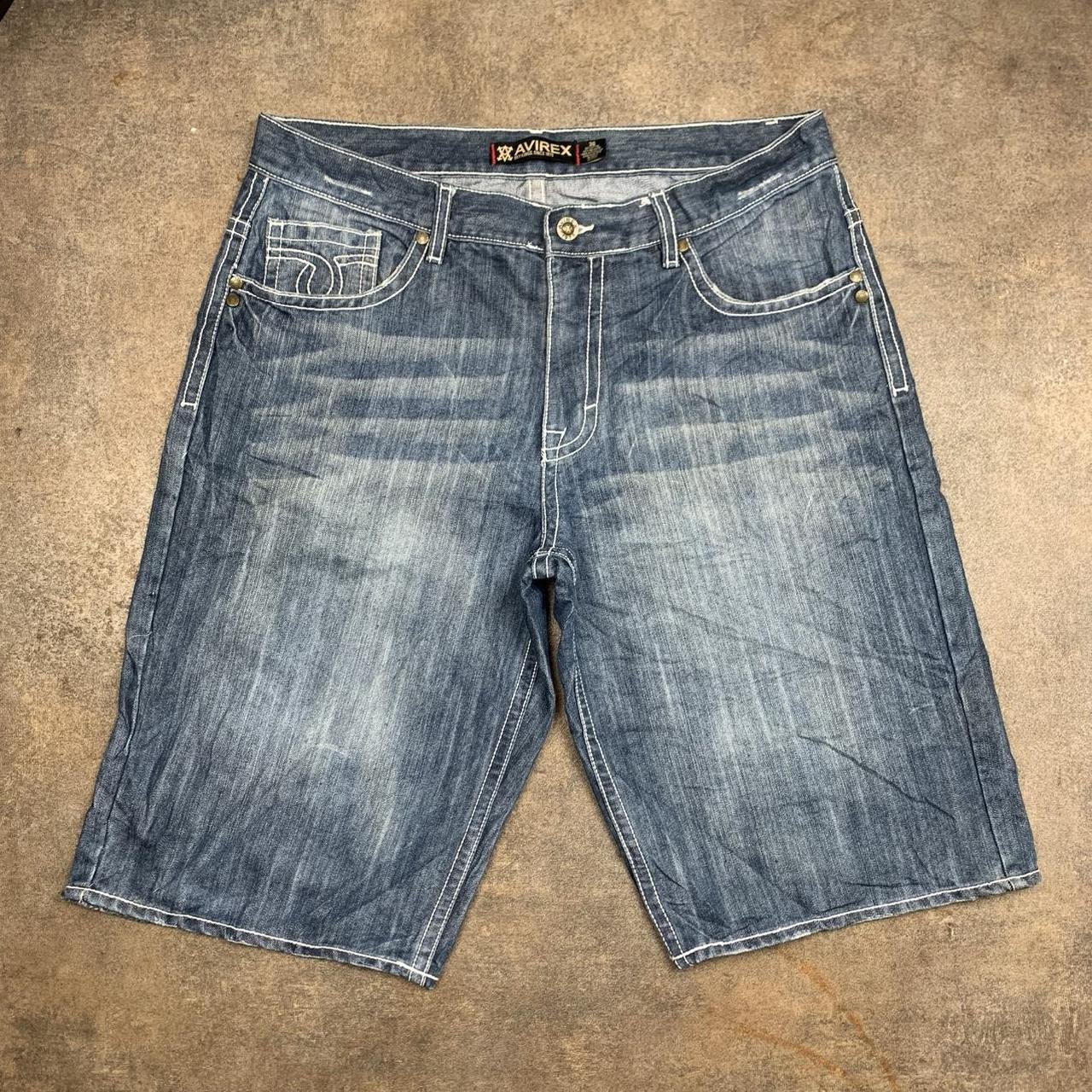 Avirex 00s baggy navy blue denim jorts